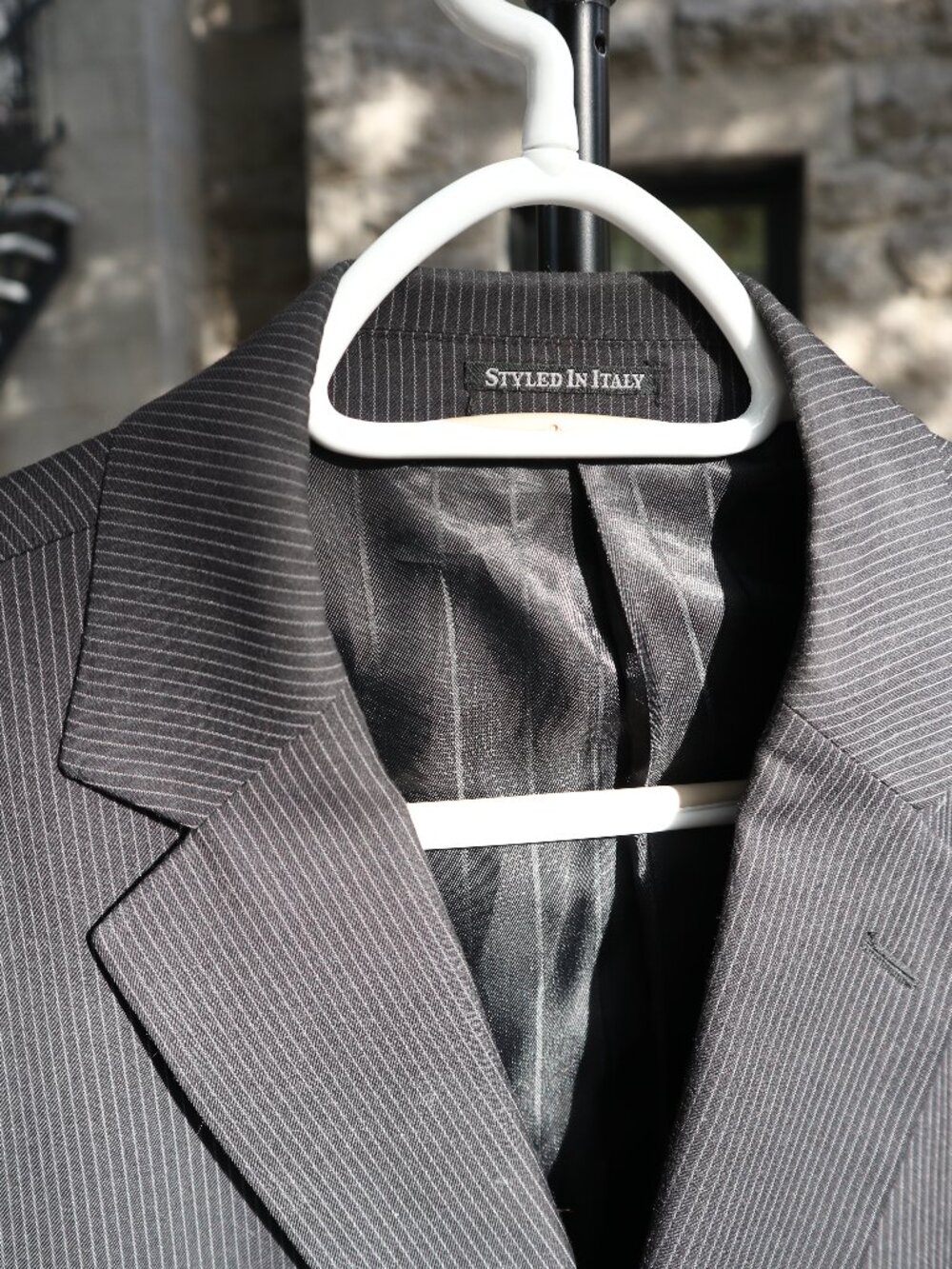 Men's Pinstripe Suit Jacket - Charcoal Gray
